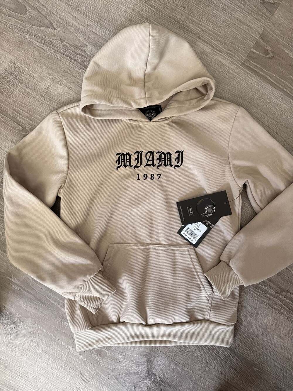 CR24 Bordo Cromato Miami 1987 Embroidered Hoodie Stone Size 10-12 New